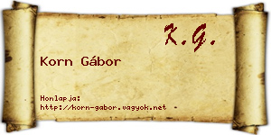 Korn Gábor névjegykártya